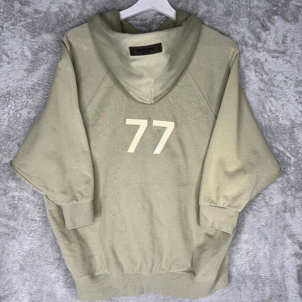 Fear Of God Essentials Hoodie Womens XS Green 3/4 Sleeve Terry 77 Oversized